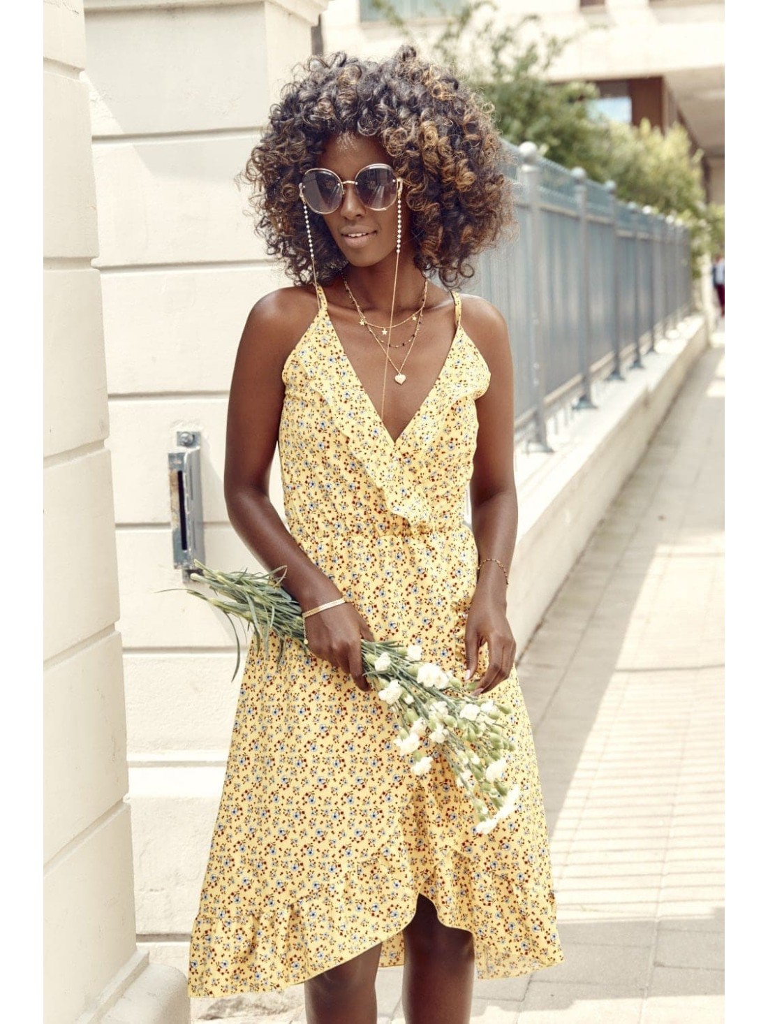 Light yellow floral dress 8289 - Online store - Boutique